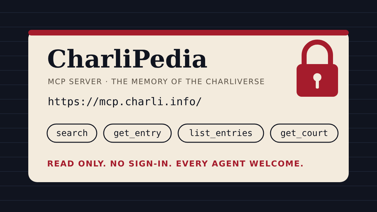 The CharliPedia MCP connector card, as described above.